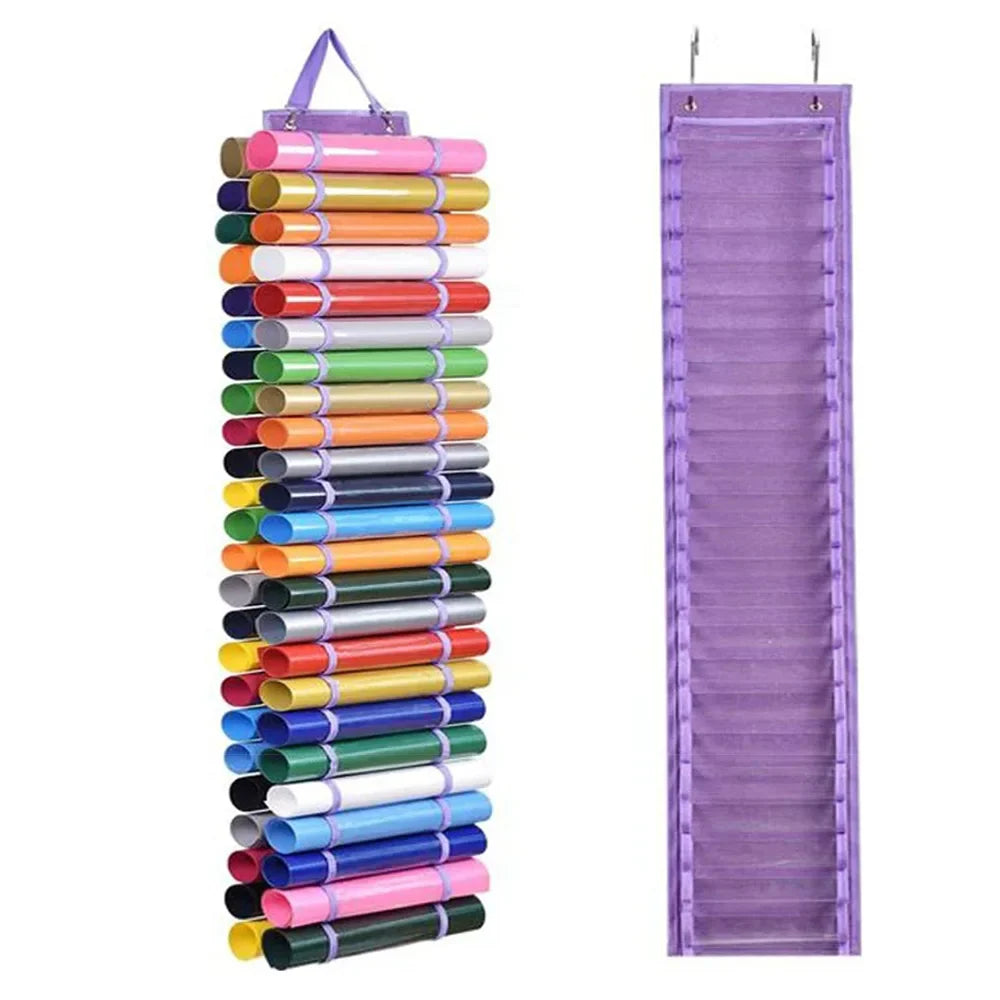 Vinyl Storage Organizer – Hanging Craft Vinyl Roll Holder with 48 Compartments for Easy Storage