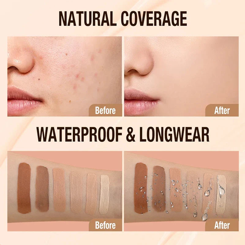 BB Cream Liquid Foundation – Full Coverage Natural Concealer Makeup Base, Long-Lasting Oil Control Face Cosmetics for Women