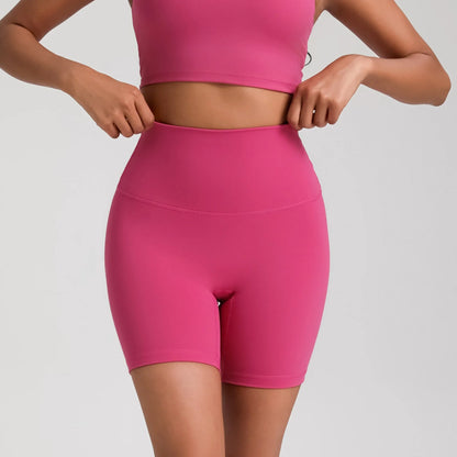 Women’s Solid Color Yoga Shorts – Compression Sport Leggings, Sweat-Wicking Training & Cycling Shorts with Pocket