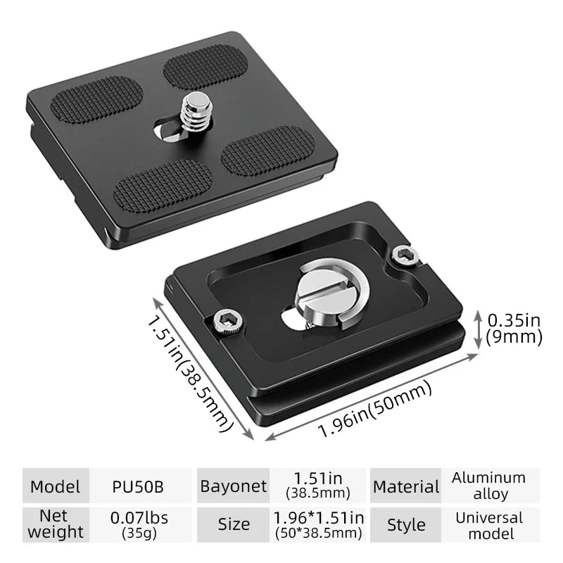 BEXIN Universal Aluminum Alloy Quick Release Plate – 1/4" Screw Tripod Mount Adapter for Arca Swiss & Benro Ball Head Cameras