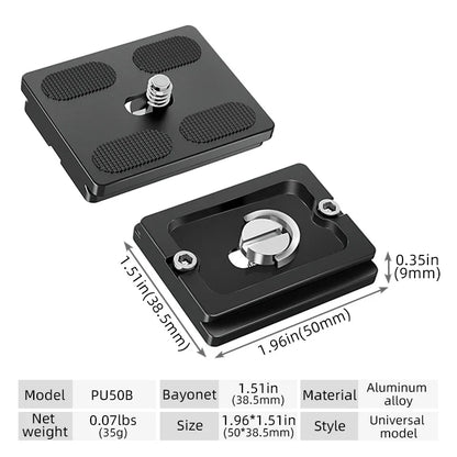 BEXIN Universal Aluminum Alloy Quick Release Plate – 1/4" Screw Tripod Mount Adapter for Arca Swiss & Benro Ball Head Cameras