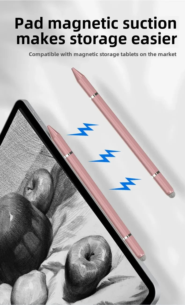 3-in-1 Magnetic Stylus Pen — Capacitive Touch Pen for iOS & Android Tablets and Smartphones, Compatible with iPad, Samsung, Xiaomi & Huawei, Drawing & Writing Tool