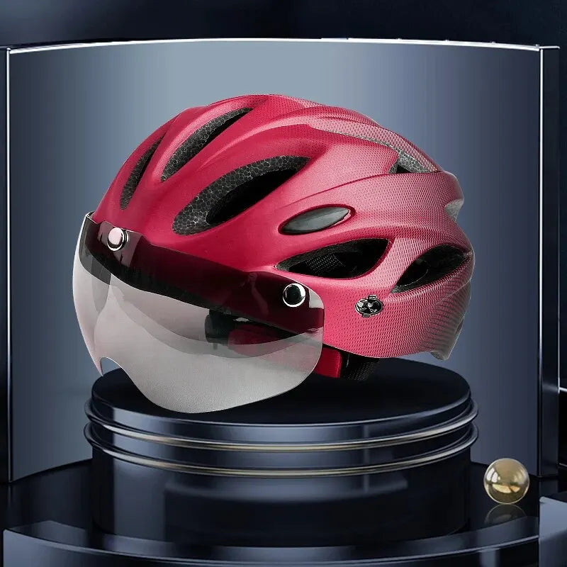 Adult Bike Helmet with LED Tail Light – Lightweight & Breathable Cycling Helmet (58-62cm), Colorful Bicycle Accessory