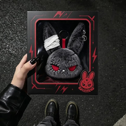 Gothic Bunny Plush Keychain - Kawaii Rabbit Bag Charm Bandage Design Pendant Car Ornament Gift