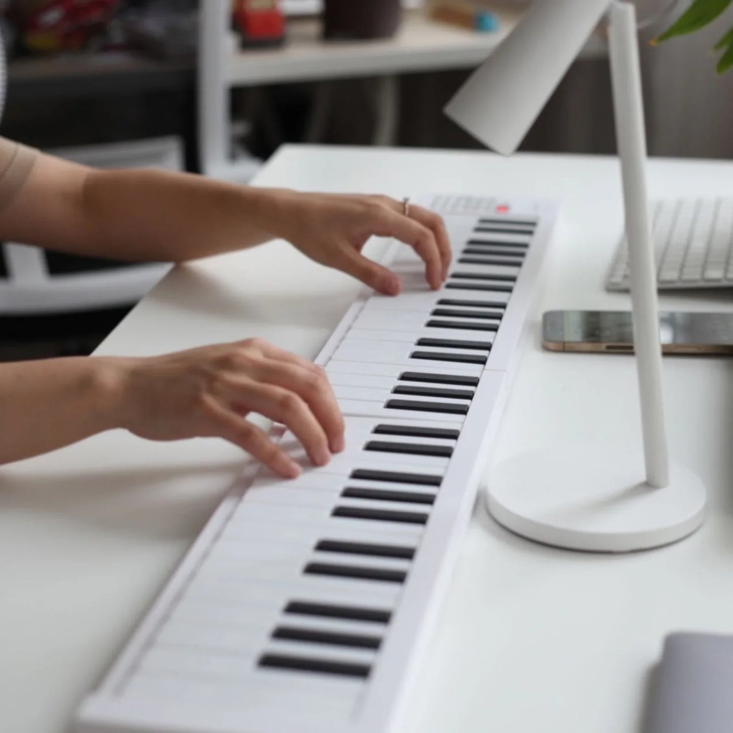 61 Key Foldable Electronic Piano Keyboard, Multifunctional with LED Display & Built-in Battery, Digital Piano