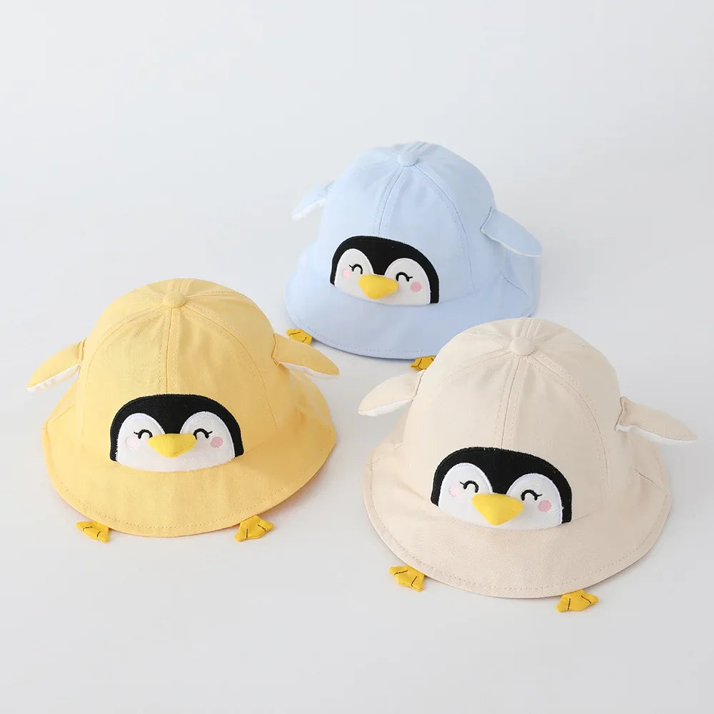 Cute Penguin Baby Sun Hat – 50CM Cotton Fisherman Cap for Kids 1-3 Years Boys & Girls Spring Summer 2026 Thin Breathable Infant Bucket Hat