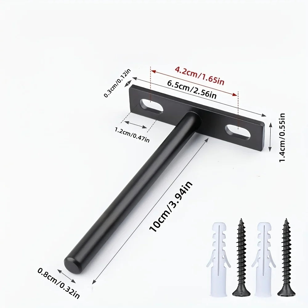 T-Shaped Invisible Shelf Brackets - 10PCS Thickened Iron Concealed Mounting Supports