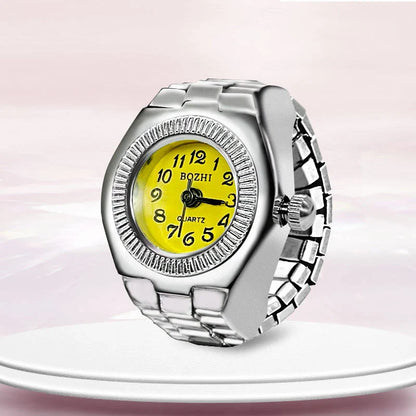 Kiss Jewelry Digital Quartz Finger Watch Ring – Mini Elastic Punk Style Clock Ring for Women, Men & Couple Teens Accessory