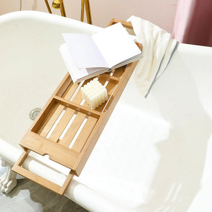 Expandable Bathtub Rack Tray – Bath Shelf Organizer for Soap, Drinks, & Tealights