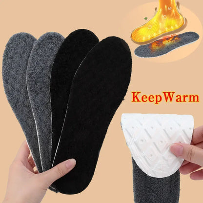 2PCS Self-Heating Thermal Insoles – Winter Warm Wool Memory Foam Shoe Pads for Men & Women Sports Shoes