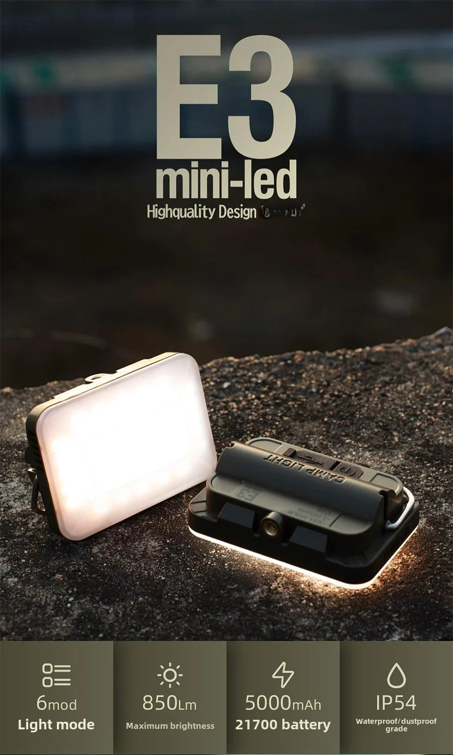 5000mAh LED Camping Tent Light — Rechargeable Waterproof Portable Hanging Night Lamp