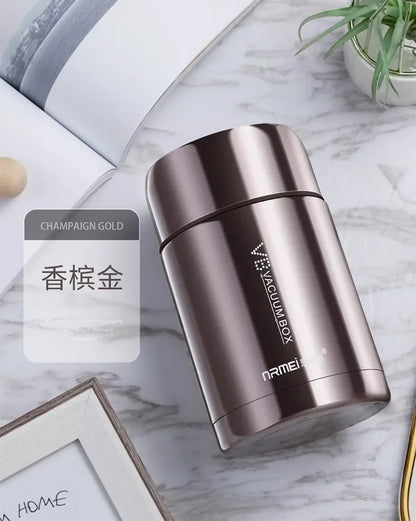 600/800/1000ml Stainless Steel Food Thermos — 316 Vacuum Insulated Lunch Jar with Spoon & Carry Bag for Kids