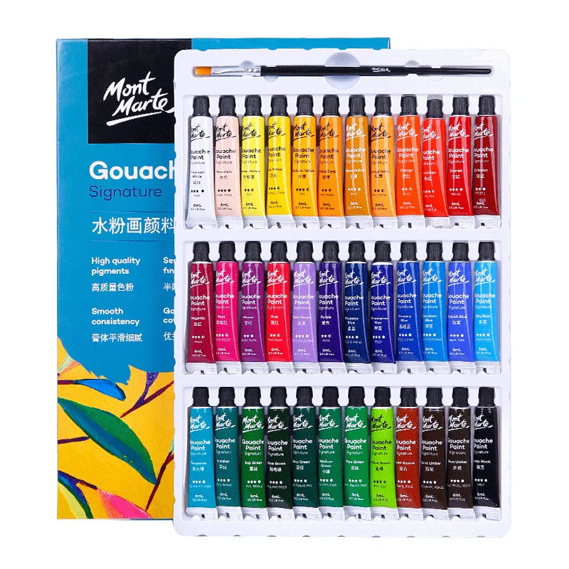 12/24/36 Colors Gouache Paint Set – 6ml Tubes with Rich Vivid Colors for Artists, Students & Beginners