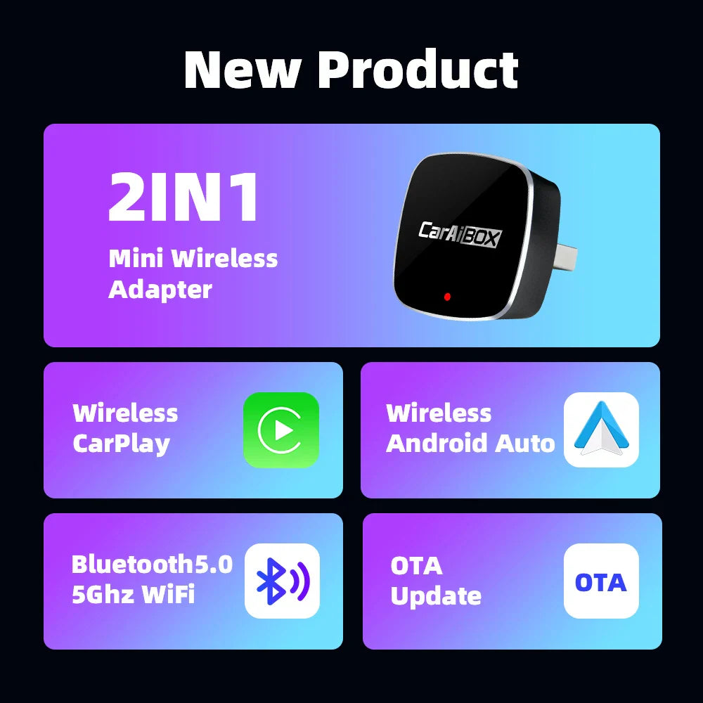 EKIY 2-in-1 Wireless CarPlay & Android Auto Dongle – AI Smart Box for Cars with Wired CarPlay