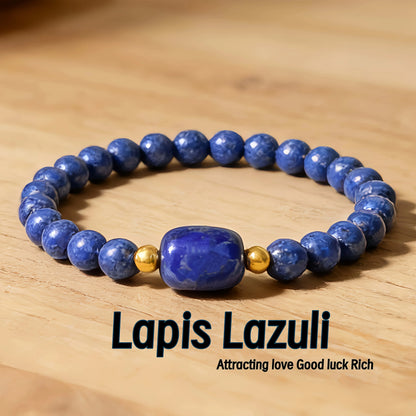 Natural Lapis Lazuli Bracelet – Genuine December Birthstone Bohemian Style Crystal Jewelry for Wealth, Success & Daily Wear Unisex Bangle
