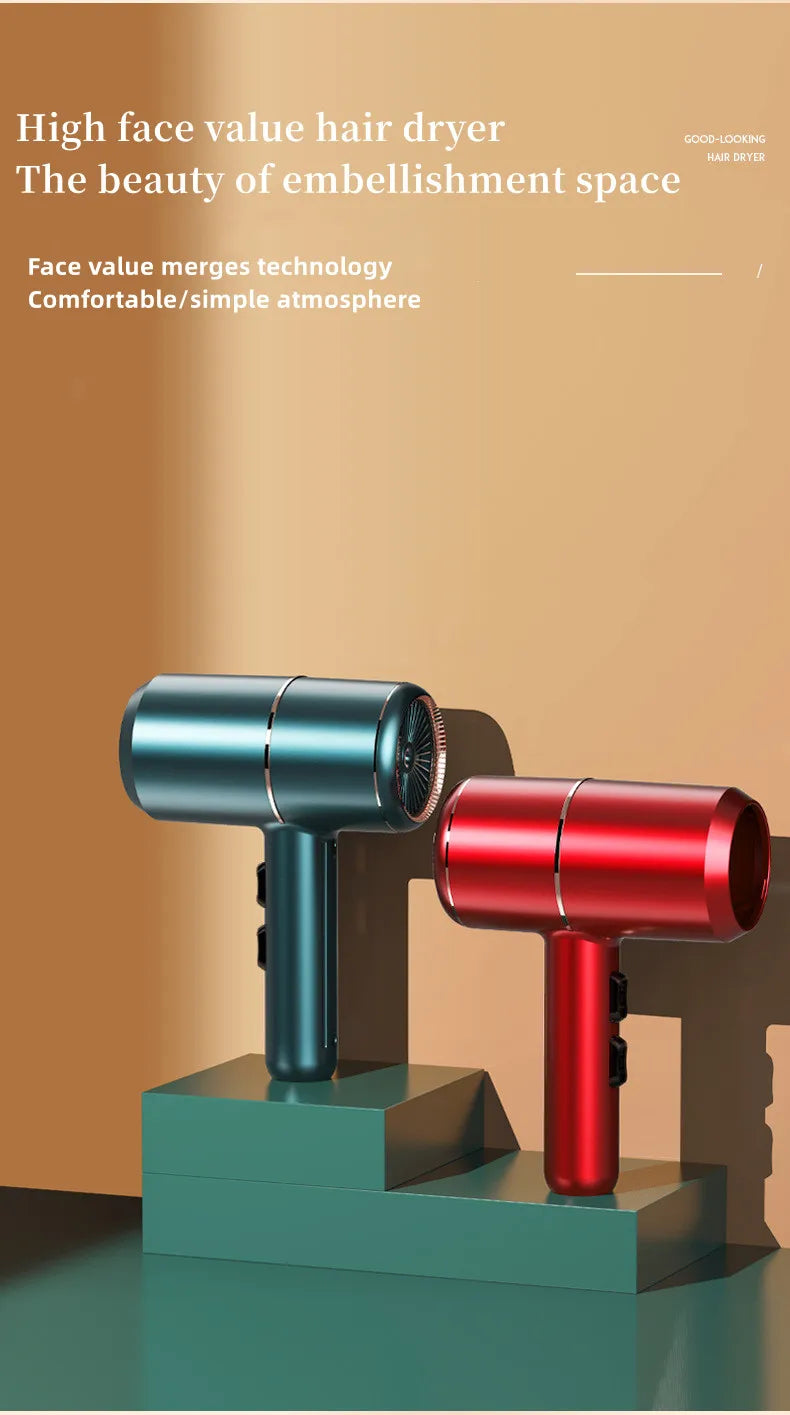 Professional Foldable Hair Dryer with Negative Ions & Blue Light – High Power Salon & Home Use