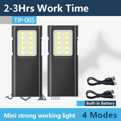 Portable COB LED Flashlight – USB Rechargeable Work Light with Pen Clip, Super Bright for Camping & Car Repair
