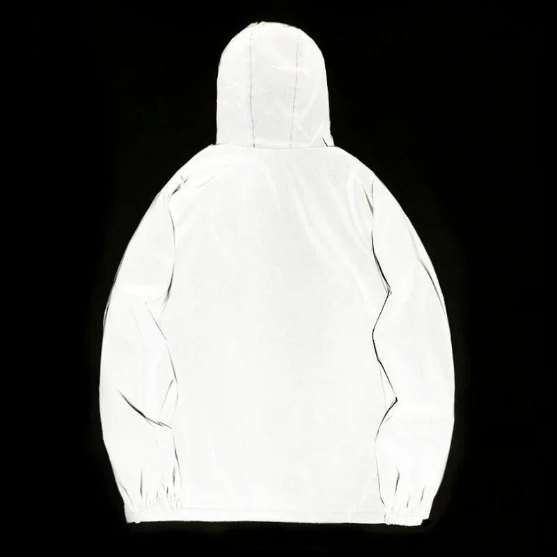 New Men’s Reflective Jacket - Solid Color Polyester Night Reflective Student and Dance Trend Jacket