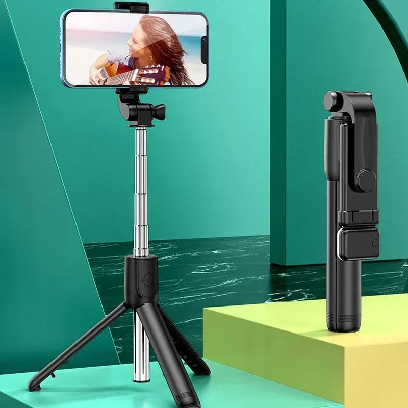 Extendable Bluetooth Selfie Stick Tripod – 700mm Telescopic Portable Phone Stand with Remote for Travel