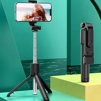 Extendable Bluetooth Selfie Stick Tripod – 700mm Telescopic Portable Phone Stand with Remote for Travel