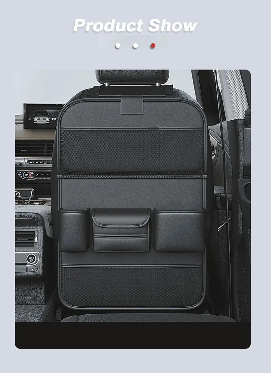 SEAMETAL Car Backseat Storage Bag – Multi-Pocket Seat Back Organizer with Foldable Tablet Tray & Large Capacity