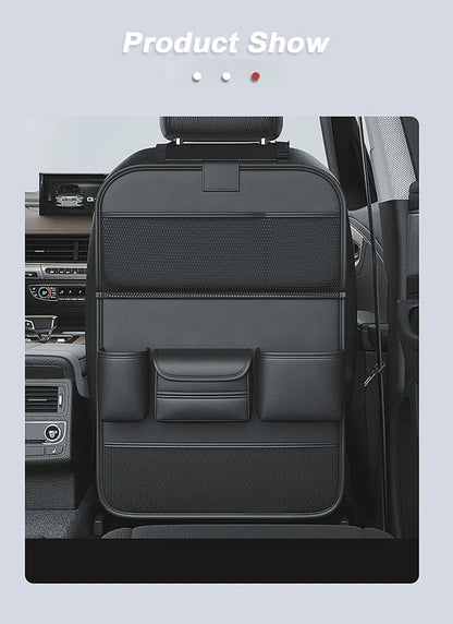 SEAMETAL Car Backseat Storage Bag – Multi-Pocket Seat Back Organizer with Foldable Tablet Tray & Large Capacity