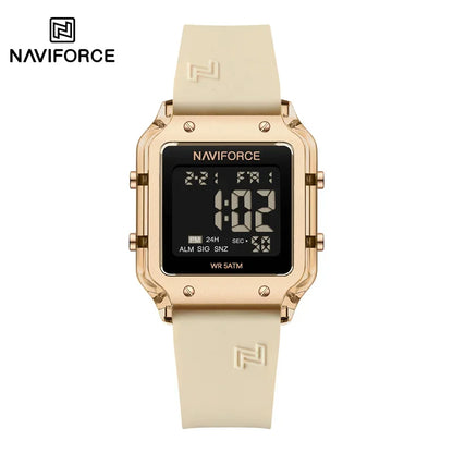 NAVIFORCE Women's Digital Sports Watch - Waterproof Silicone Strap with Time, Date & Week Display