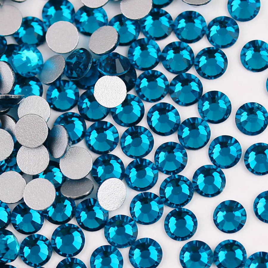 Glass Crystal Flatback Rhinestones SS6–SS30 Set – 7 Sizes Non-Hotfix Round Nail Art Beads for DIY Crafts & Decoration