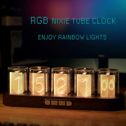 Digital Nixie Tube Clock with RGB LED – Desktop Game Room Décor with Luxury Gift Box