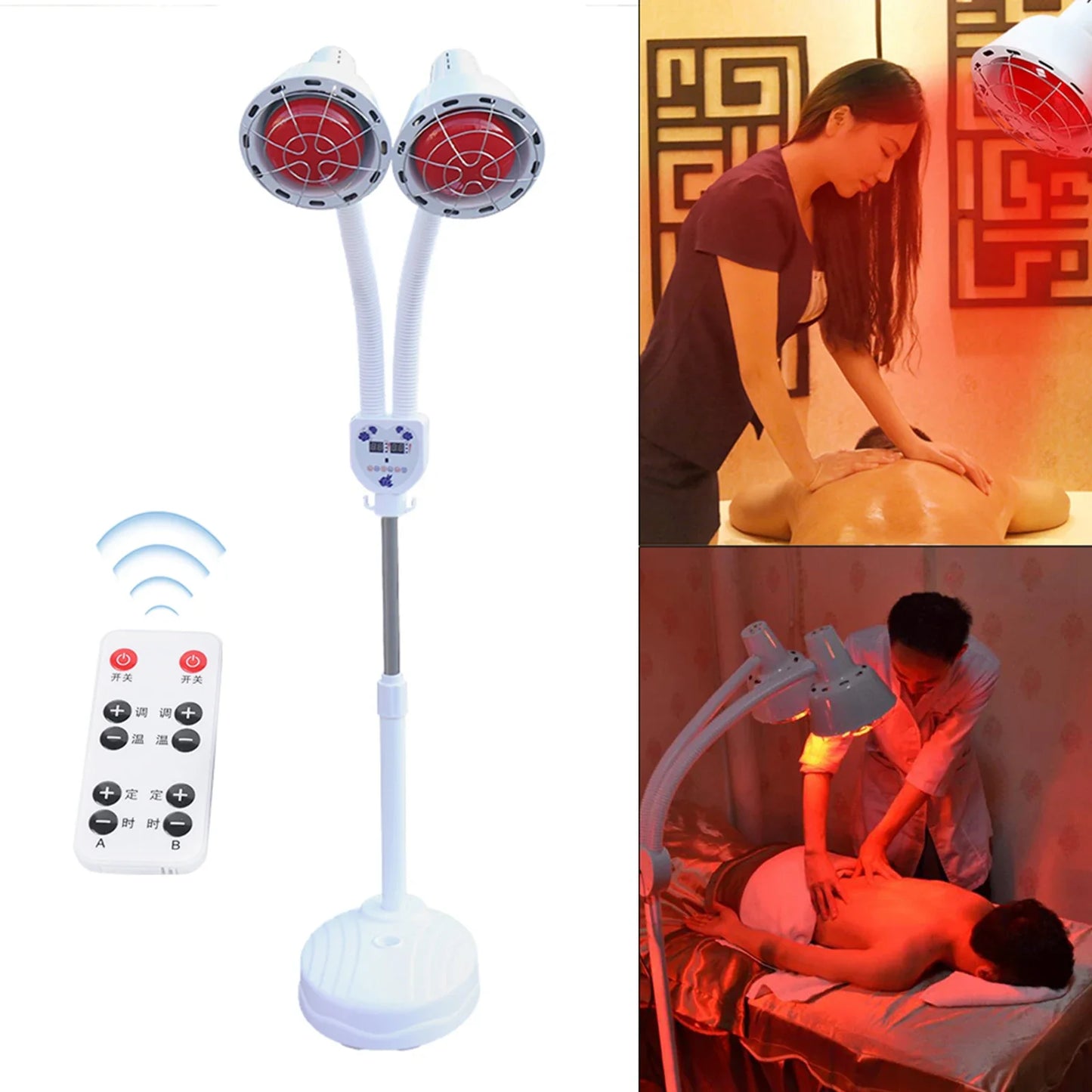 Beauty Timer Health Care Lamp – 2 Head Floor Stand Infrared Heat Therapy Lamp for Physical & Medical Treatment