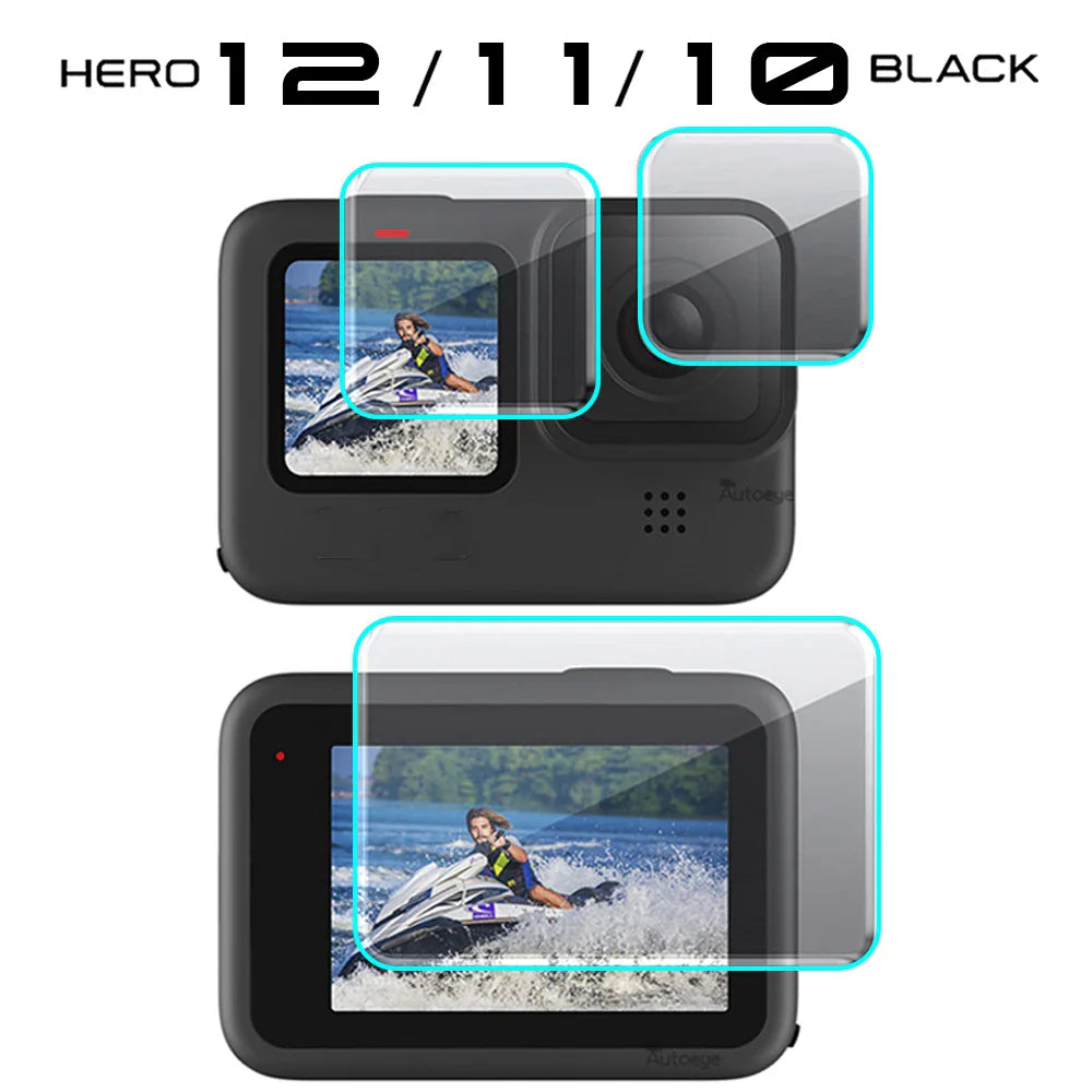 Protective Silicone Case for GoPro Hero 12/11/10/9 Black – Tempered Glass Screen Protector & Lens Cap Cover Accessory