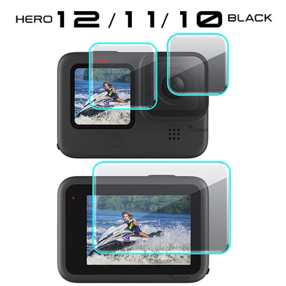 Protective Silicone Case for GoPro Hero 12/11/10/9 Black – Tempered Glass Screen Protector & Lens Cap Cover Accessory