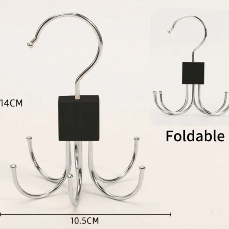 360° Rotating Metal Belt Hanger — Durable Organizer for Belts, Scarves, Bras & Ties, Home & Dorm Storage