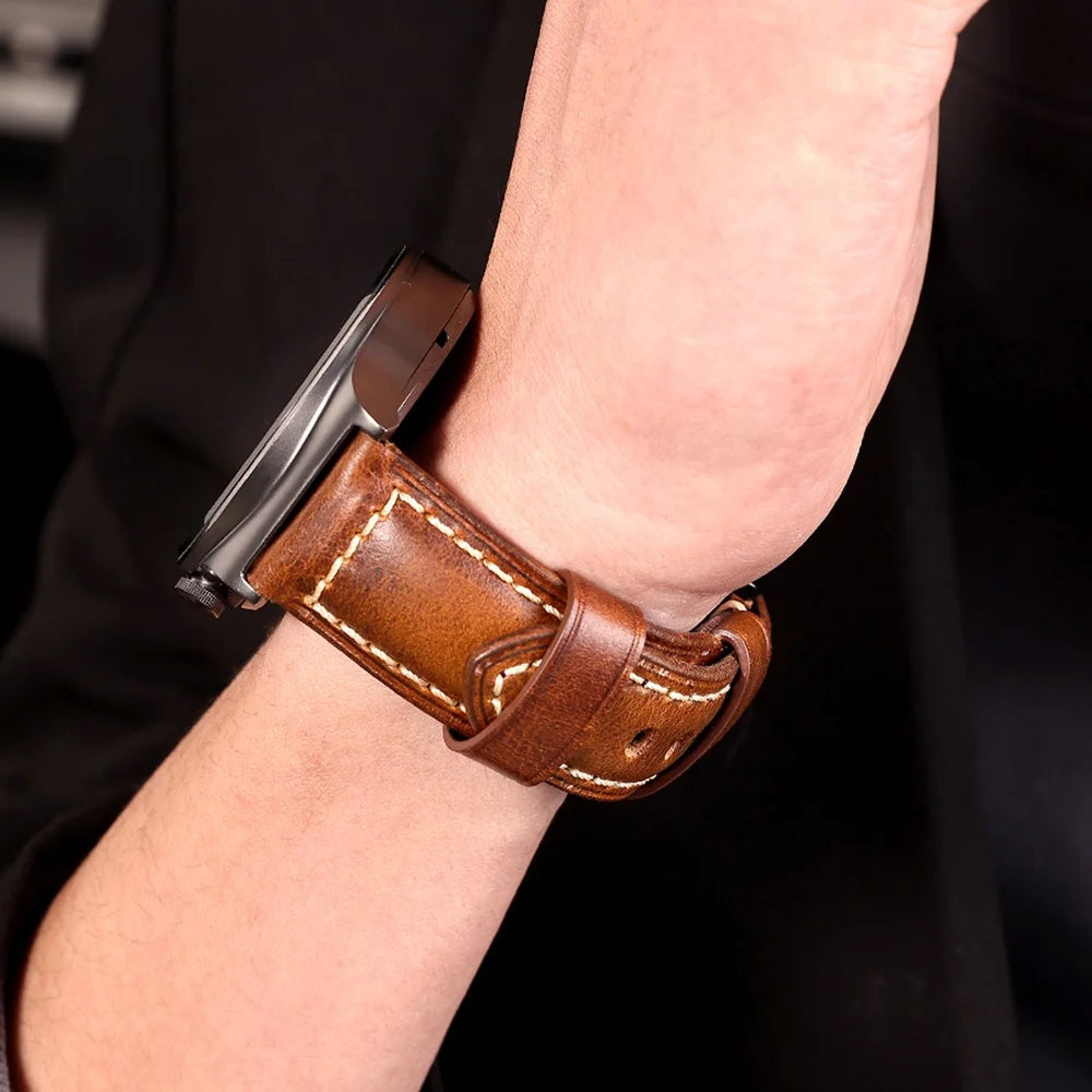 Genuine Calfskin Leather Watch Strap – 20mm & 22mm for Huawei Watch GT 4/3, Amazfit GTR & Galaxy Watch 5/6
