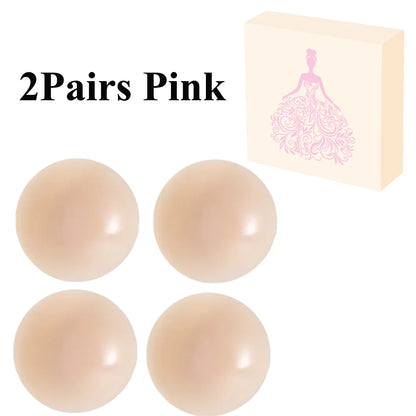 2 Pairs Ultra-Thin Silicone Nipple Covers – Reusable Adhesive Breast Pasties, Invisible Boob Protection Stickers