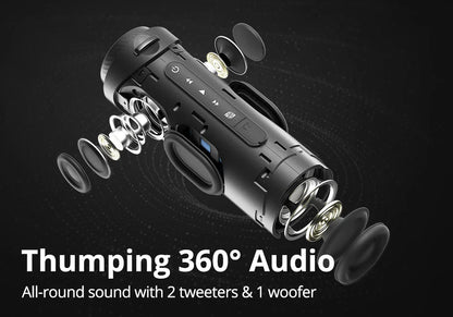 Tronsmart T7 Portable Bluetooth Speaker – 360° Surround Sound, LED Modes, True Wireless Stereo, APP Control