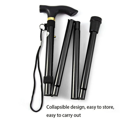 Outdoor Mountaineering Trekking Poles — 5-Section Telescopic Aluminum Alloy Folding Cane for Hiking & Climbing