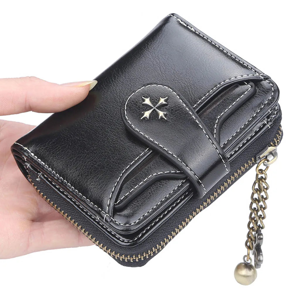 Fashionable 2024 Women's Wallet - Short PU Leather Card Holder with Zipper Purse, Top Quality Design