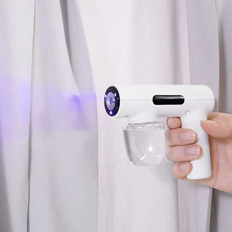 Portable Handheld Electric Disinfection Spray Gun – Rechargeable Atomized Humidifier with Blue Light