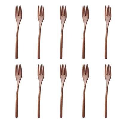 5-Piece Wooden Spoon and Fork Set – Eco-Friendly Natural Ellipse Ladle for Cooking, Tableware Accessories