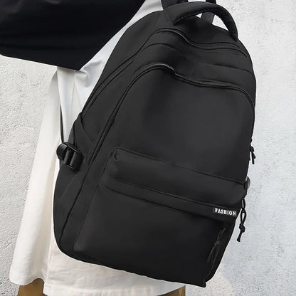 Large Capacity Black Backpack | Solid Color School & Travel Bag for High School & Middle School Students
