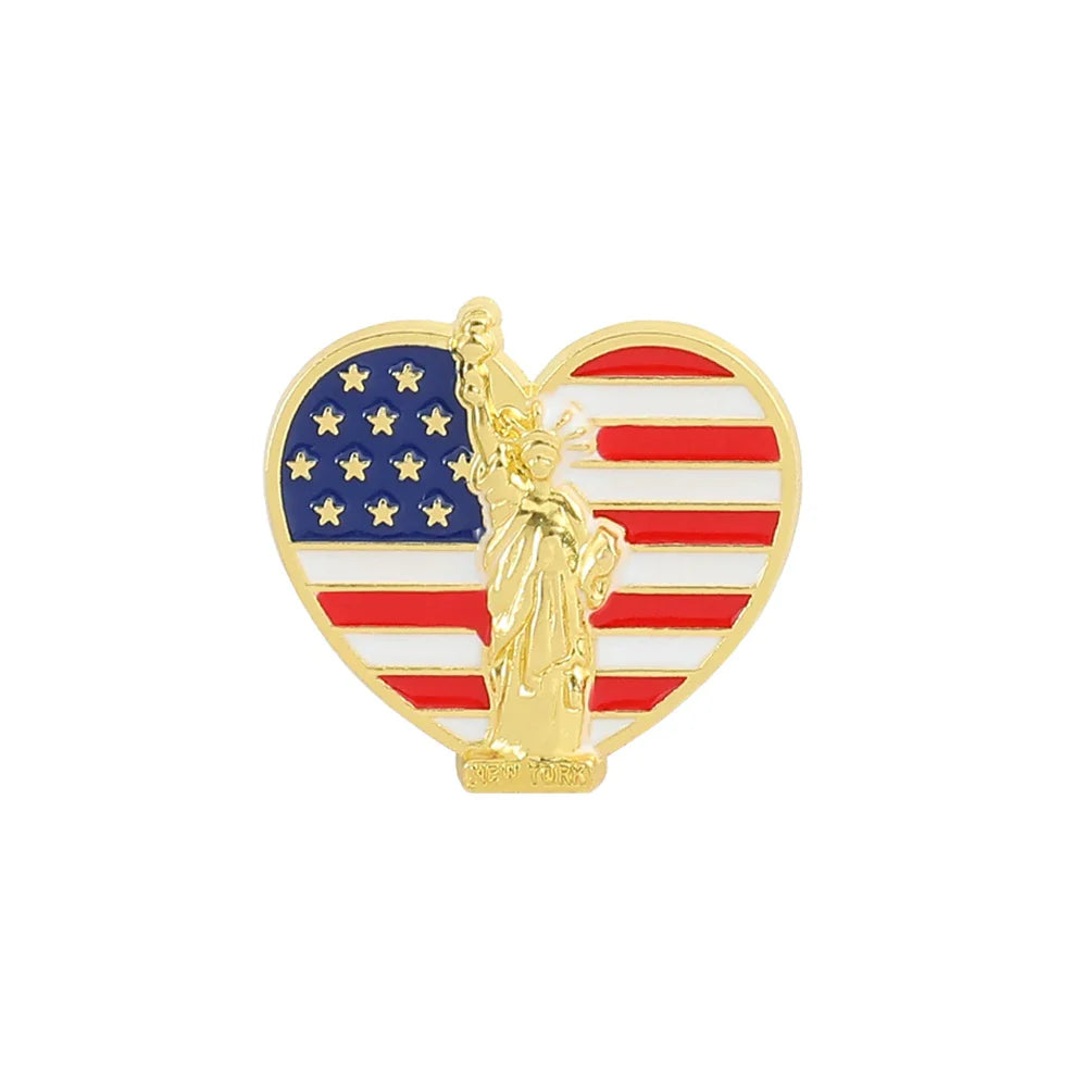 USA Flag Lapel Pin – Cute Coat of Arms & American Map Brooch, National Emblem Button Badge