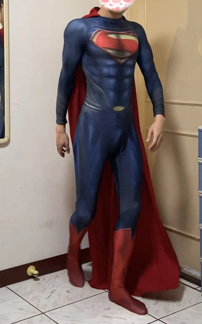 Adults The Man of Steel Cosplay Costume – Superhero Zentai Bodysuit Jumpsuit for Halloween and Party