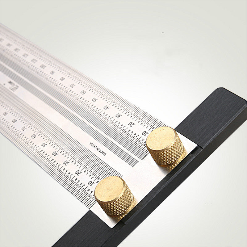 High Precision T-Type Scale Ruler — Stainless Steel Woodworking Scribing & Marking Gauge