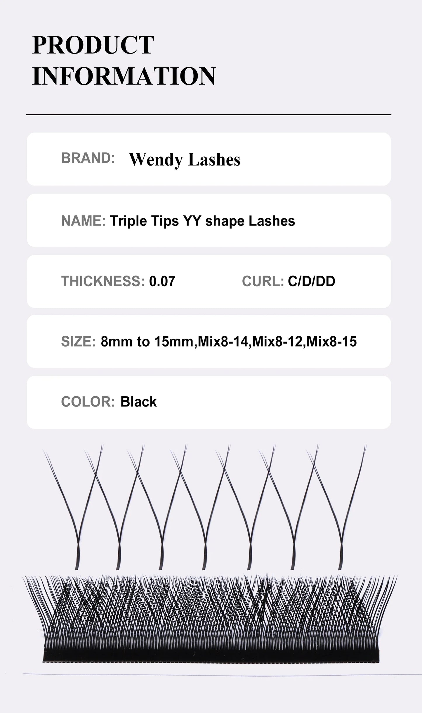 Wendy Lashes YY Shape Eyelash Extensions – Automatic Flowering W-Shape 3D-8D Premade Black Lashes