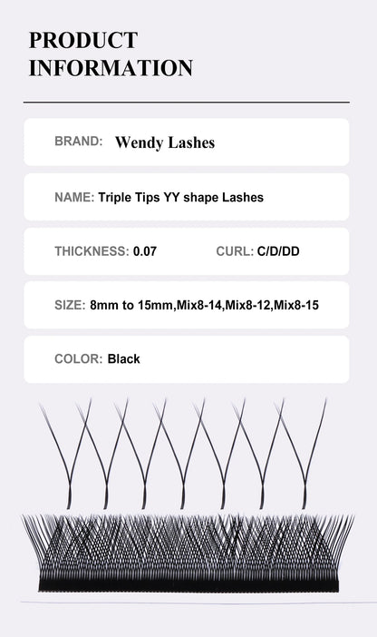 Wendy Lashes YY Shape Eyelash Extensions – Automatic Flowering W-Shape 3D-8D Premade Black Lashes