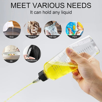 5PCS Graduated Plastic Squeeze Bottles – 30/50/100/250ML Dispensing Bottles with Twist Cap for Tattoo Pigment & Ink