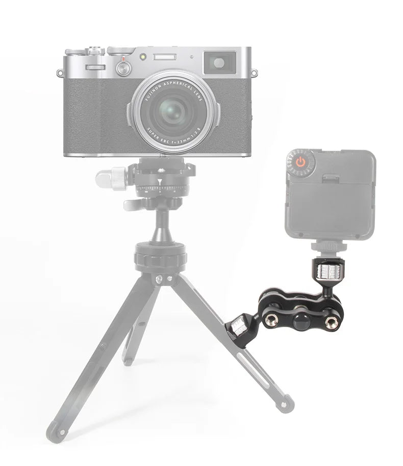 BEXIN TM-5 Articulating Magic Arm with Dual Ball Head, 1/4" Screw for Tripod, Phone Clip, LED Light, LCD Monitor, and Microphone