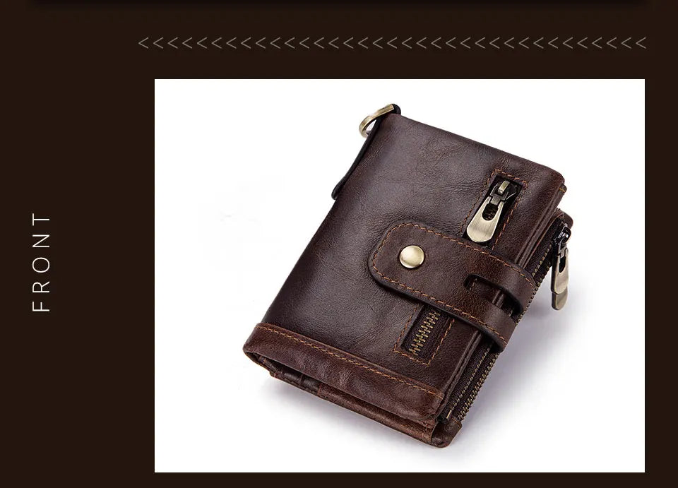 Fashion Women’s Leather Wallet — Genuine Leather Clutch with Hasp & Double Zipper, Short Coin Pocket and ID Card Holder Purse