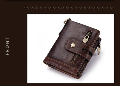 Fashion Women’s Leather Wallet — Genuine Leather Clutch with Hasp & Double Zipper, Short Coin Pocket and ID Card Holder Purse